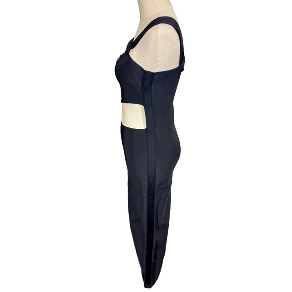 house of cb black bandage dress Black Draped Knot Long Sleeve Maxi Dress Black / 2